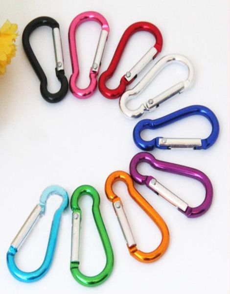 

new mini aluminum multitool button carabiner keychain durable camping hiking carabiner key ring snap clip hooks wcw1641204207, Silver