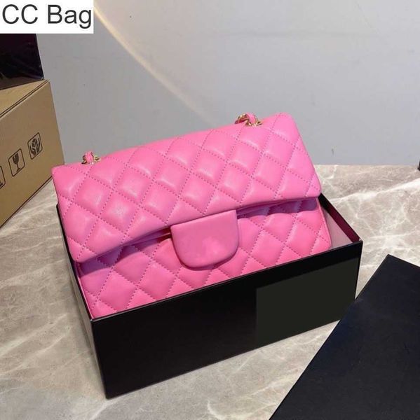 

cc bag 9a 9a classic ladies sheepskin shoulder bag double flap quilted diamond gold hardware metal braided leather on chain shoulder strap l, White