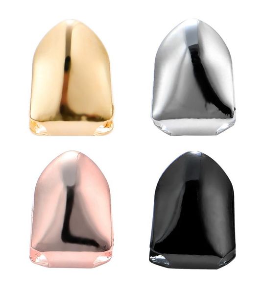 

14k gold plated single tooth fang grill cap canine teeth for man hip hop teeth grillz bling custom teeth rhinestone deco2299025, Black