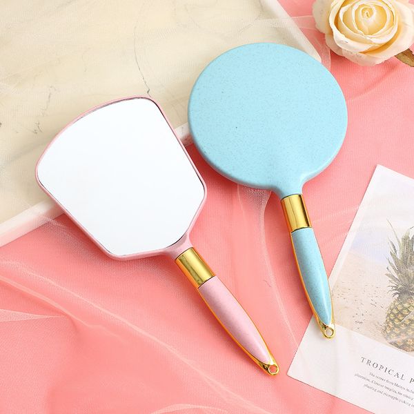 

fashion hand hold compact mirrors wholesale vintage holder makeup mirror cosmetic tools 4 color round and square shape