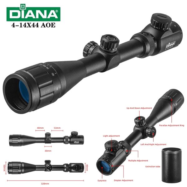 

diana 4-14x44 tactical optic cross sight green red illuminated riflescope hunting rifle scope sniper airsoft