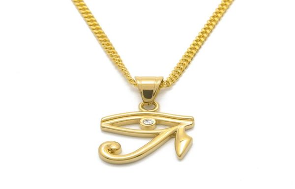 

gold eye of horus pendant men women jewelry hip hop style stainless steel gold color pendant necklace chain2703846, Silver