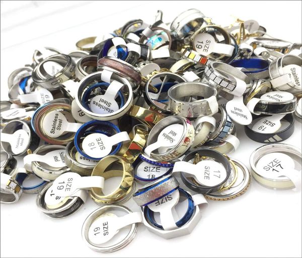 

whole 50 pieces batch fashion titanium steel ring mixed style size party gift finger rings men039s jewelry3767468, Silver