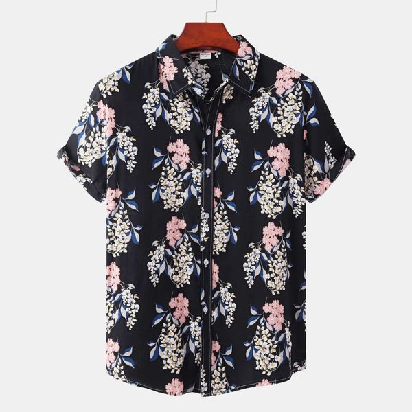 

sleeve men's short new button up shirt custom summer aloha hawaiian casual beach shirts orchid rayon tropical floral shirt coyh, White;black