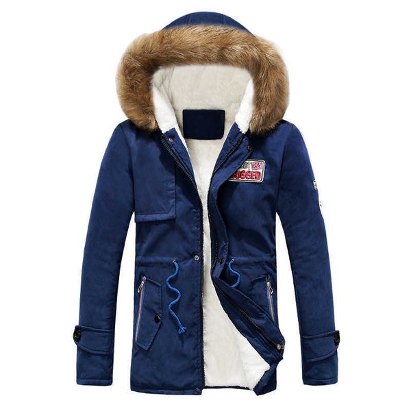 

men parka winter jacket men thicken hooded waterproof outwear warm coat fathers' clothing casual men's overcoat mmid, Black