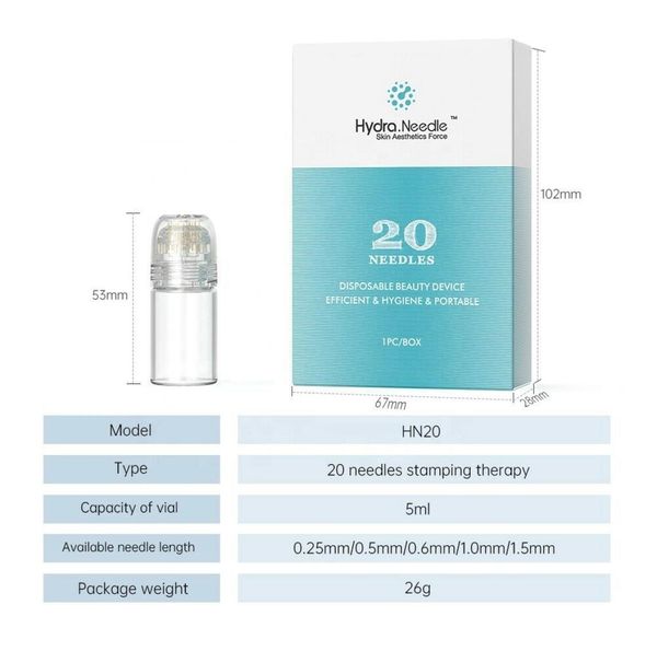 

50pcs hydra needle 20 pins aqua micro channel mesotherapy gold needles fine touch system derma stamp dhl7391331