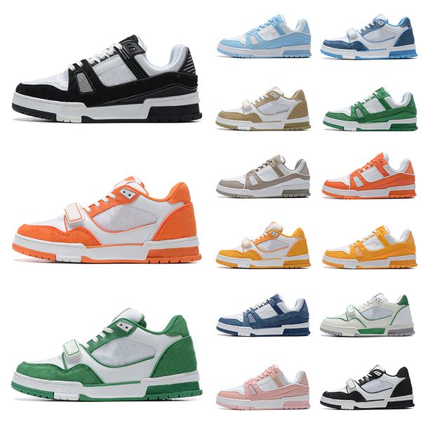 

designer shoes logo embossed mens trainers low strap sneakers dhgate platform tripler white black green blue vuittns casual shoe womens fash, White;red