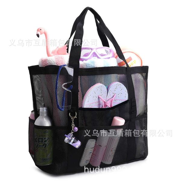 

beach outdoor bag mesh 8-pocket bathroom toy storage large capacity hollow out designer bags womens shoulder the tote handbags female handba
