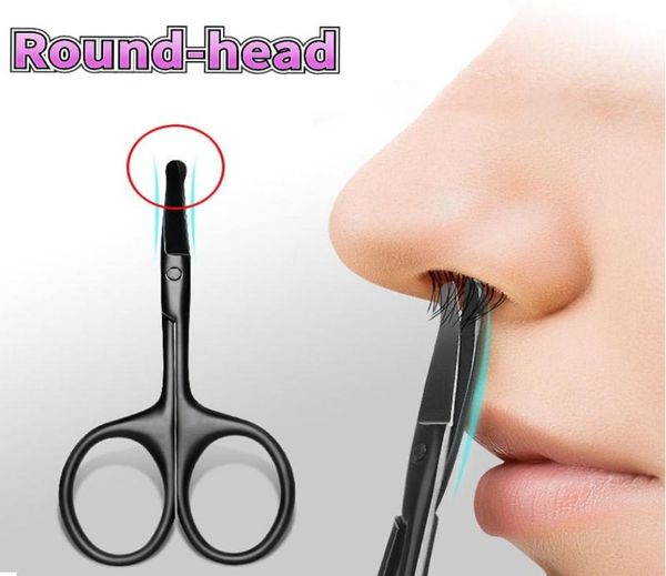 

stainless steel black round head safe nose hair scissors do not hurt nose9551008