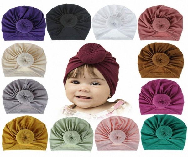 

18 colors children accessories newborn toddler kids baby boy girl turban cotton beanie hat winter warm soft cap solid knot soft wr2900497, Yellow