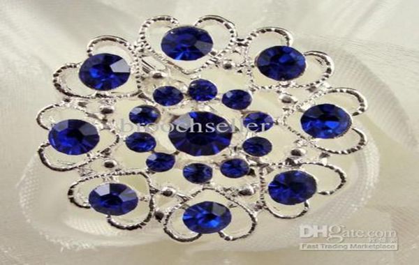

silver tone royal blue rhinestone crystal diamante heart brooch pin2150311, Gray