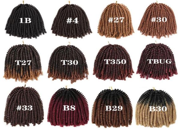 

60 roots 8inch fluffy spring crochet hair extensions synthetic nubian black brown ombre braiding hair2988310