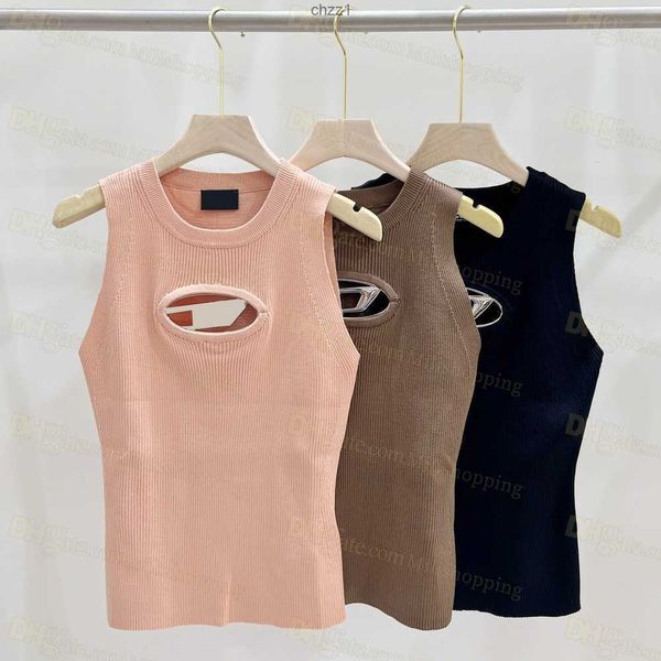 

cropped knit tank designer diesel t-shirt hollow out tee womens knits women sleeveless yoga summer tees vestsndp4, White