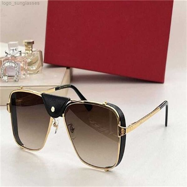 

new fashion design square pilot sunglasses 0297 metal frame with black calfskin bridge classic simple and popular style outdoor uv400 protec, White;black