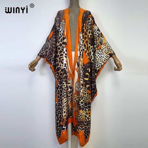

swimwear winyi 2022 africa leopard print beach wear swim suit elegant africa women boho cardigan holiday long sleeve kimono dress, White;black