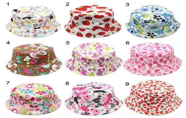 

26t baby cartoon print bucket sun hat floral children summer panama caps baby girls fisherman straw hat kids boys e cap2990026, Yellow