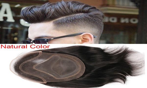 

2021 mens toupee hair pu with french lace wigs for men european remy hu hair replacement systems hairpiece 10x8inch1845363, Black