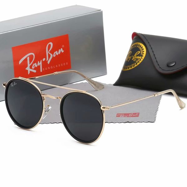 

ray ban ray-ban uv400 round sunglasses men's and women's metal vintage frame sunglasses with glasses case, White;black