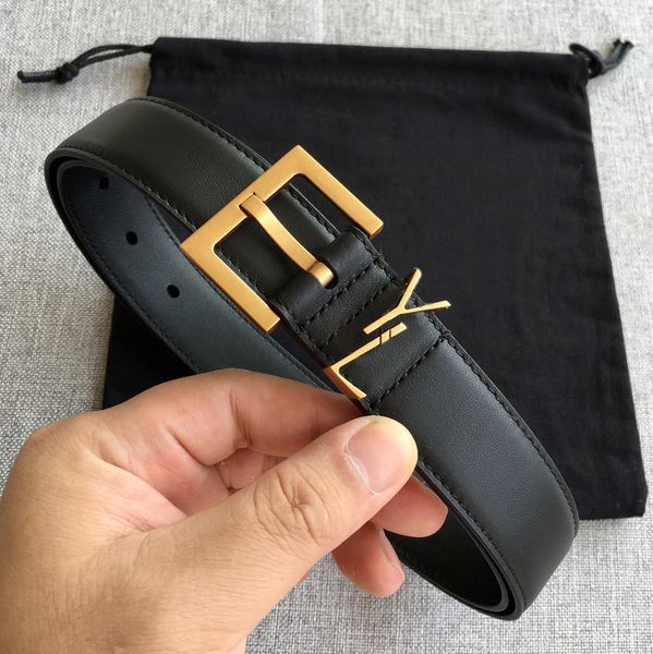 

fashion classic designer belt for womens casual y letter smooth buckle mens belts luxury original leather straps width 3.0cm with box p1001, Black;brown