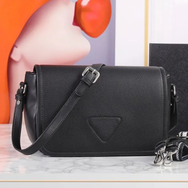 

cowhide flap crossbody bag fashion solid color shoulder bags women square handbags silver hardware letters cell phone pocket removable wide