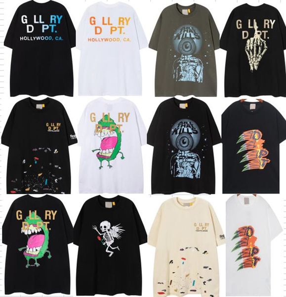 

g allery d ept designer t-shirts printed fashion man galle t-shirt cotton casual tees short sleeve luxury hip hop streetwear t-shirts size s, White;black