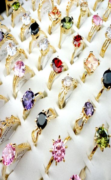

fashion multicolored zircon gold engagement ring for women fashion whole jewelry bulks mix lots packs lr4399817943, Golden;silver