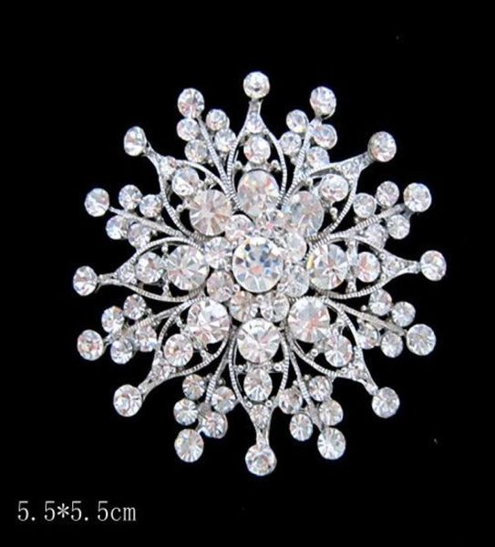 

large size silver plated clear rhinestone crystal vintage diamante wedding brooch pin6190233, Gray
