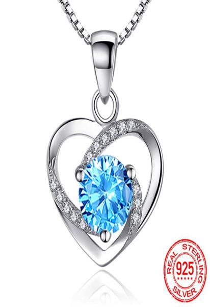 

luxury purplebluewhite crystal cz heart pendant choker necklace 925 sterling silver chain necklaces for women wedding jewelry gi3884419