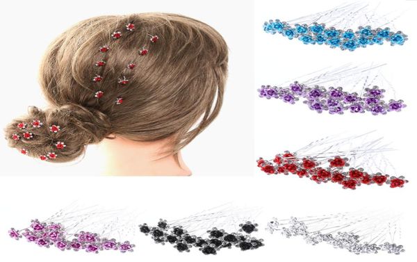 

wedding bridal hairpins crystal rhinestone rose flower hairpin hair clips hair styling accessories high8836844, Golden;silver
