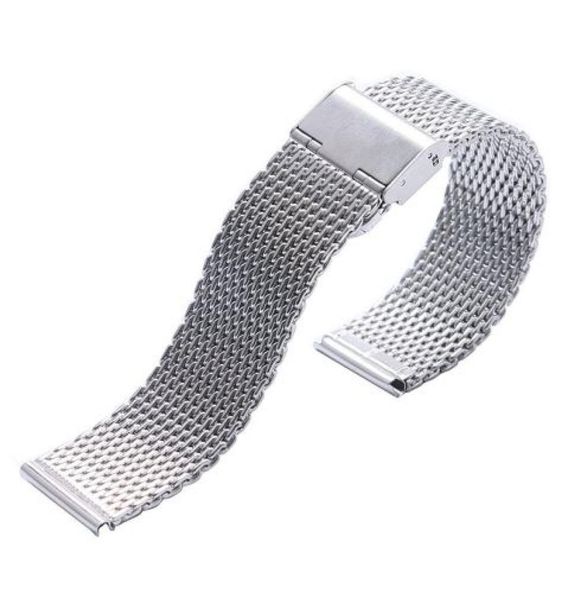 

silver stainless steel mens watch band web mesh watch strap for men women watches push botton hidden bracelet3338479, Black;brown