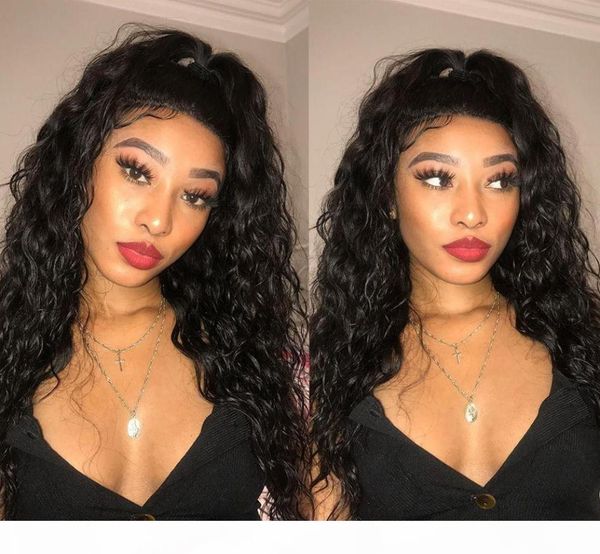 

loose curly lace front wigs human hair brazilian 360 frontal lace wigs for black women full lace with baby hair7436804, Black;brown