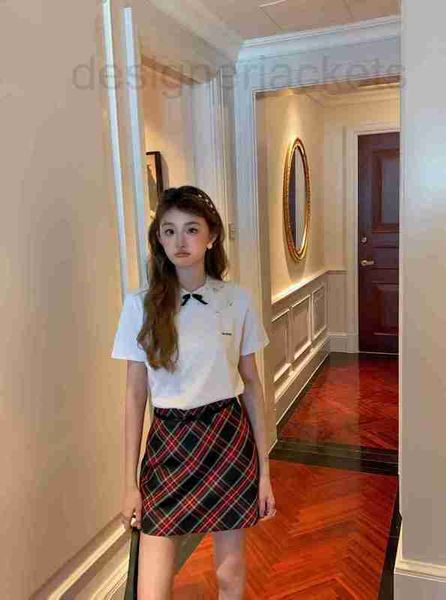 

women's t-shirt designer 23 early spring new fashion versatile double layer organza water soluble polo neck diamond bow t-shirt l5t1, White