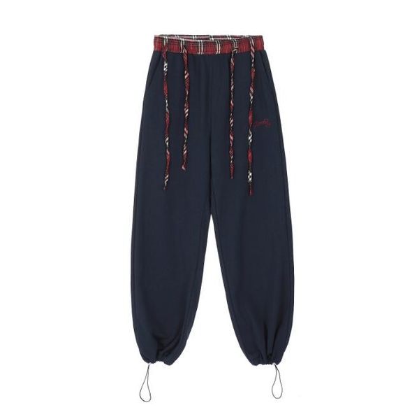 

patchwork joggers pants men and women embroidery loose casual sweatpants, Black