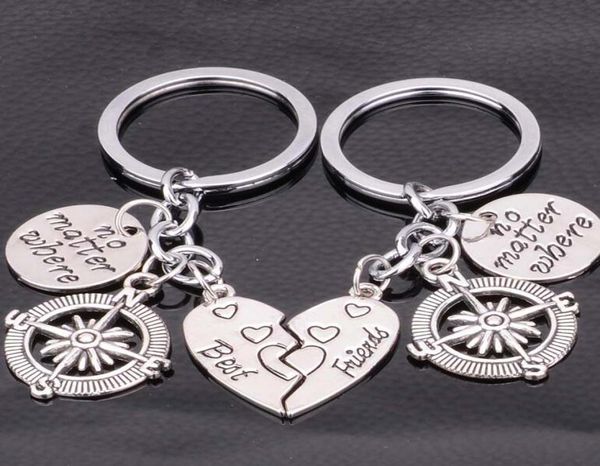 

friend no matter where keyring compass keychain pendant for mother039s day gift heartshaped key chain letter keychain5896250, Slivery;golden