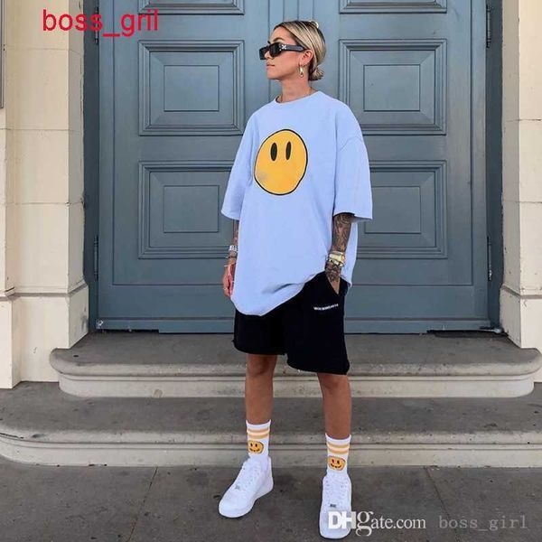 

mens and womens t-shirts smiling face couple t shirt high street short-sleeved designer trend tee, White;black