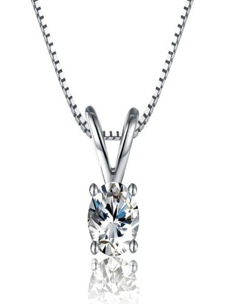 

100 925 sterling silver fashion vintage 2ct sona simulated princess cut diamond necklace wedding pendant necklace for women chain8104519