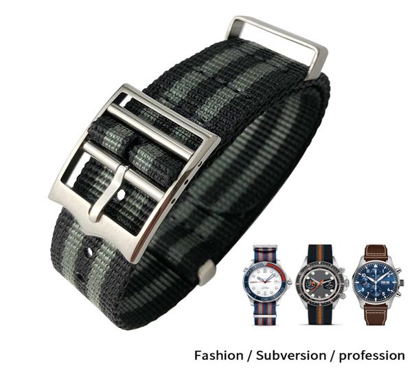 

20mm 22mm hight quality nylon watch band for black bay 1958 james bond 007 nato weaving black green colorful strap canvas bracelet9686535, Black;brown