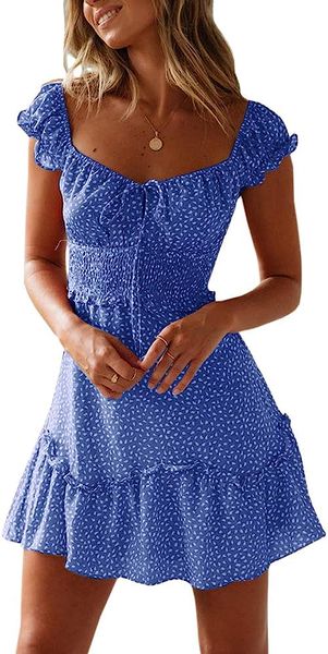 

womens summer ruffle sleeve sweetheart neckline printing dress mini dress, Black;gray