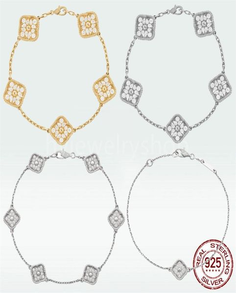 

vac 4 four leaf clover designer pendant chain bracelet luxury necklaces stud earring vintage 925 sterlling silver 18k yellow gold 3164133, Black