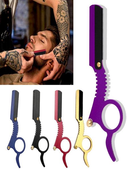 

barber straight edge beard razors hair folding shaving replaceable hairdresser trimming blades haircut razor blade holder1136870
