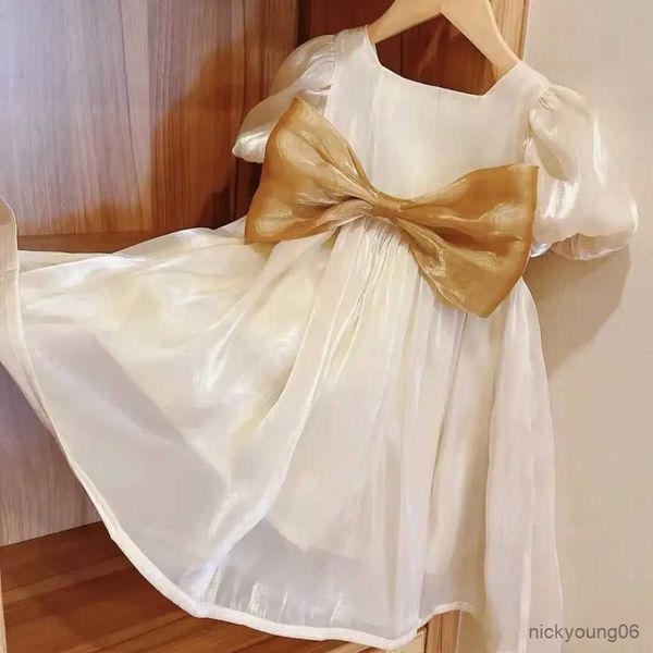 

girl's dresses 2-10 toddler kids summer for girls solid princess dress with big bow cute flower girl clothing party 9 r230607, Red;yellow