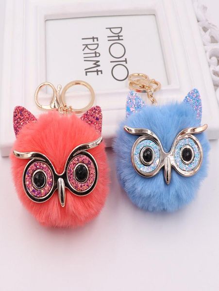 

cute keychain korean cute pearl cat pendant imitation rex rabbit fur ball keychain ladies fur bag pendant plush charm1600093, Silver