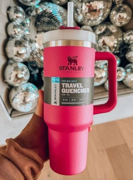 

stanley 40oz pink tumblers cups steniey mugs with handle insulated tumblers lids straw stainless steel coffee thermos cup with logo 5544