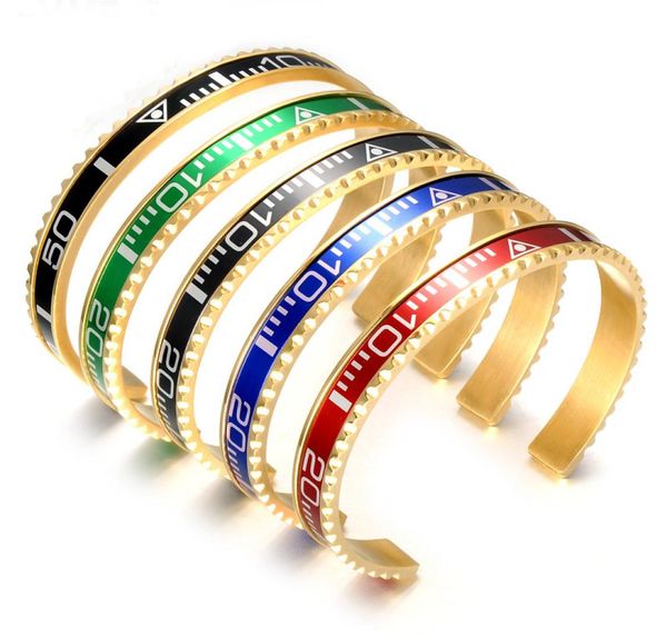 

bc jewelry fashion brazaletes pulseras vintage plated bangle bracelet for men stainless steel cuff speedometer bracelet whole 4475576, White
