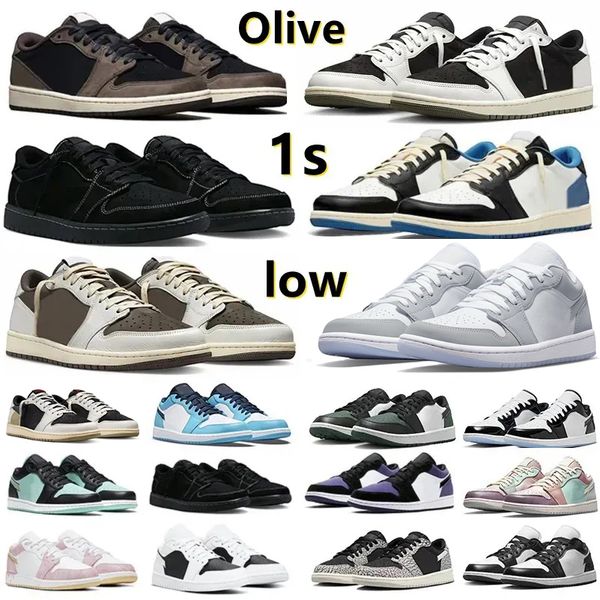 

no1 1 1s low basketball shoes sneaker ts x reverse dark mocha fragment unc grey wolf grey olive sail black phantom unc panda paris men women