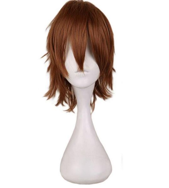

short cosplay light brown wig men male 30 cm synthetic hair wigs5361111, Black