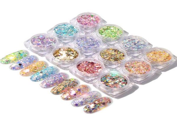 

mixed size nail glitter powder sequins colorful holo nail sequins gold silver holographic powder diy nail art decor1733100, Silver;gold