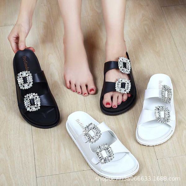 

slope heel thick soled slippers for women to wear out in summer 2019 new net red lazy fashion versatile ins cool drag, Black