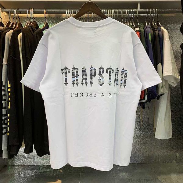 

camouflage letter gradient print trap star tshirts cotton loose short sleeve summer oversize trap t-shirt for men women, White;black