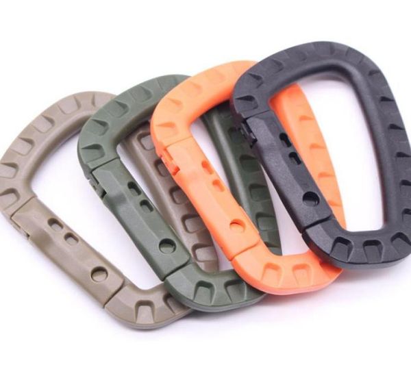 

2021 d shape 200lb mountaineering buckle snap clip plastic steel climbing carabiner hanging keychain hook4709419, Silver
